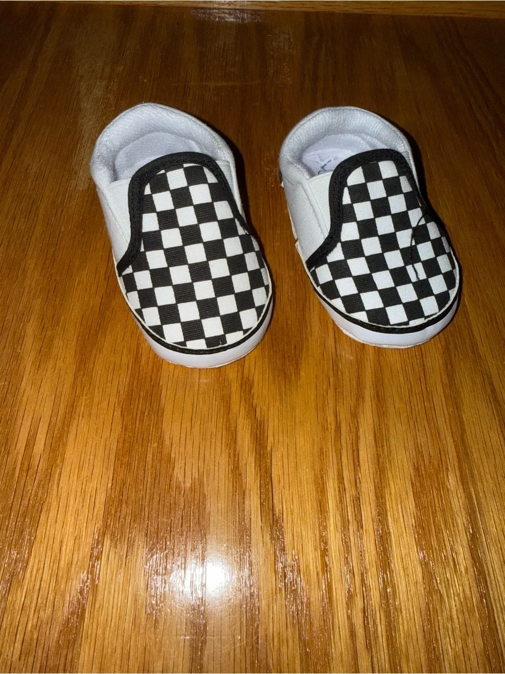 Baby Newborn Black & White Checkered Slip-On Shoes